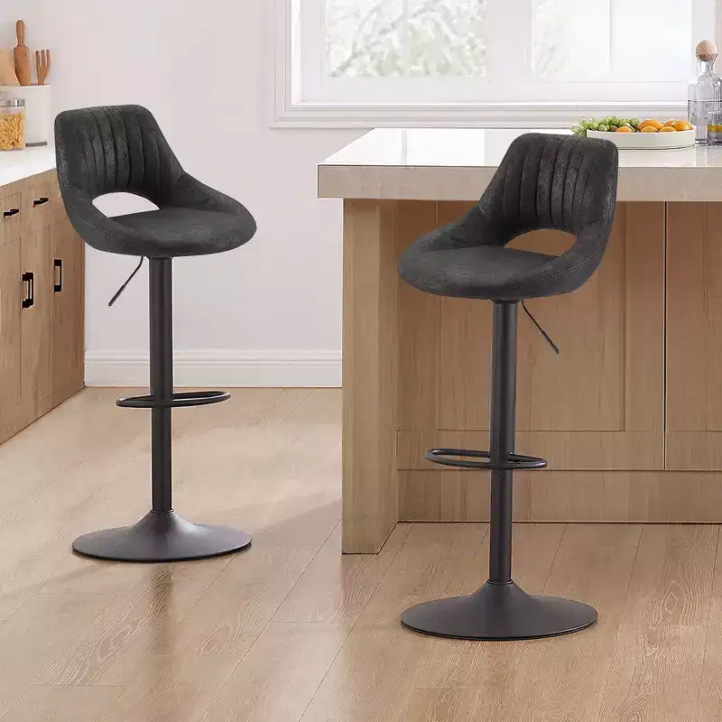 HOMLUX Adjustable Barstools Set of 2 Open Backrest Swivel Bar Height Chairs