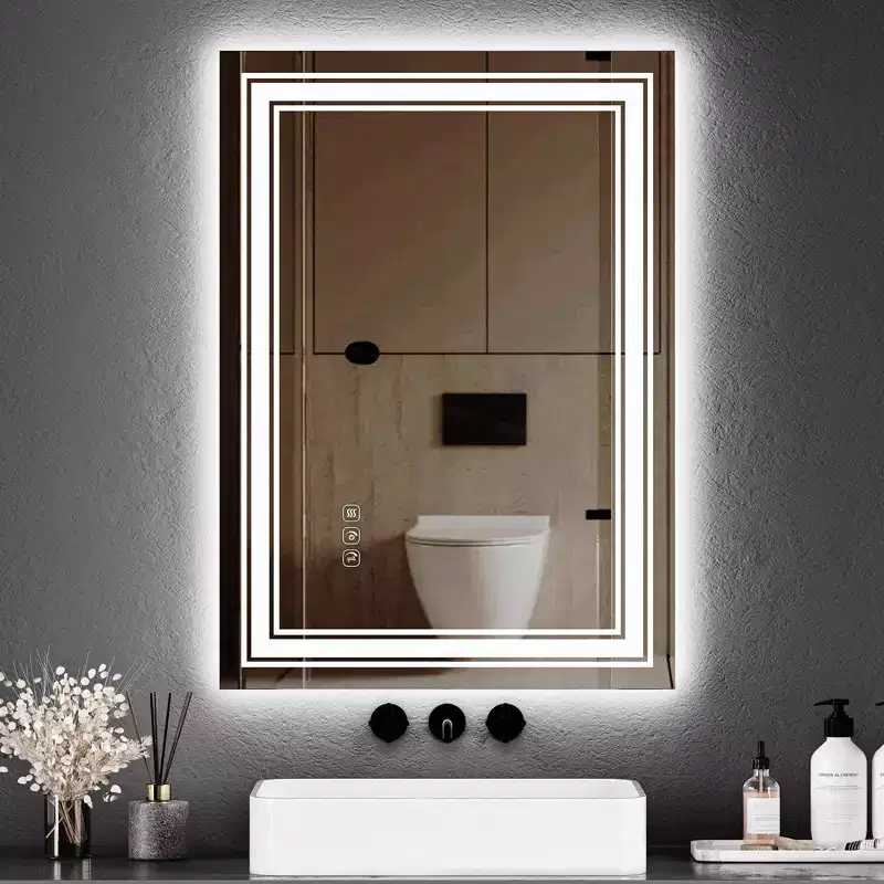 LED Bathroom Mirror  Dimmable, Anti-Fog, Front & Backlit Vanity Mirror with Memory Function