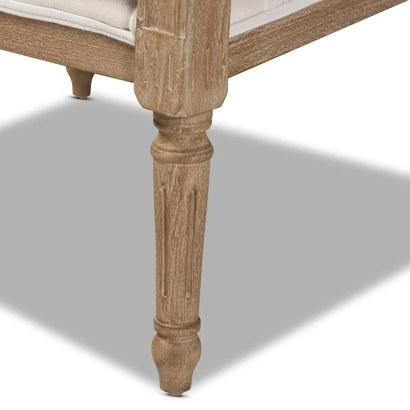 Ivory French Provincial Armchair, Single Seat, Carved Mahogany & Rattan