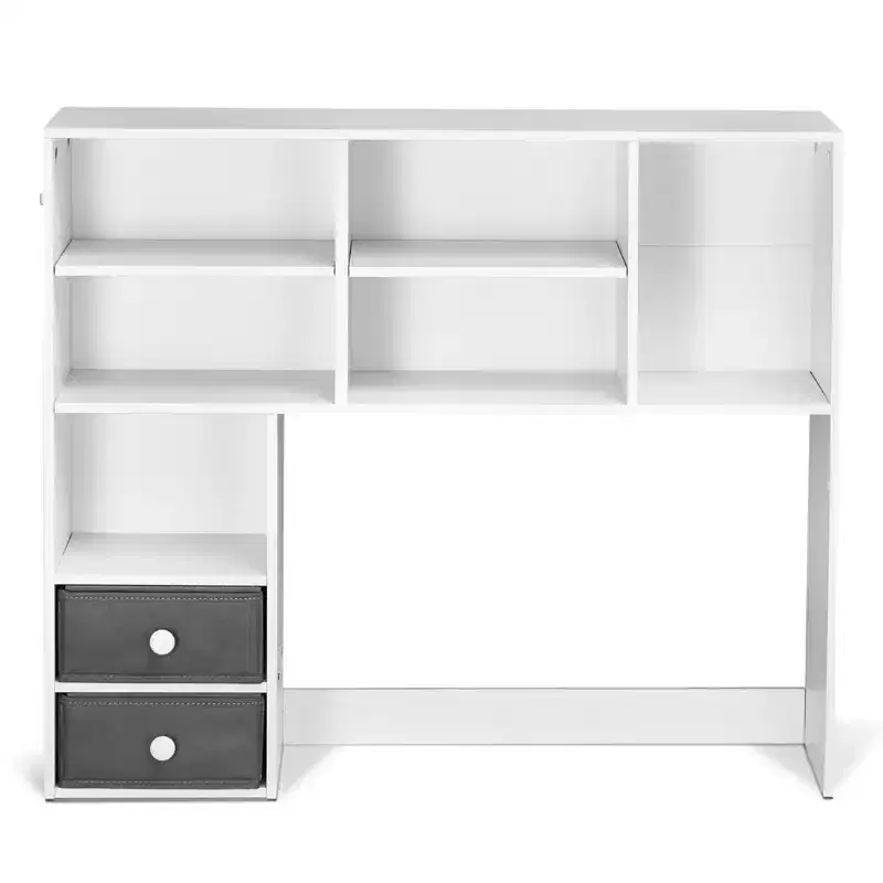 Desktop Bookshelf, 3-Tier Desktop Storage Organizer, 37 x 10 x 31.1 Office Storage Rack Wood Display Shelf, Desktop Bookshelf Hutch, White