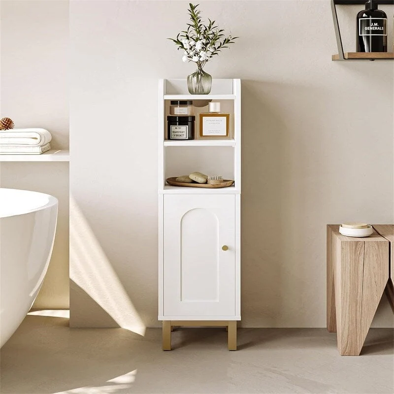 Bathroom Storage Cabinet Small Corner Floor Cabinet with Door and Shelves - 7.87D x 7.87W x 32.65H
