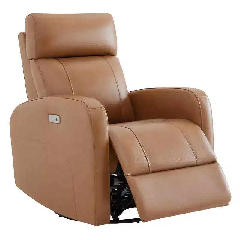 Spruce & Spring Leather Power Swivel Glider Rocking Recliner with USB Ports