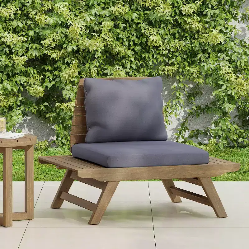 Okak Boho Patio Armless Club Chair Upholstered Accent Chair,A-Shaped Poolside Chairs for Garden,Porch&Backyard,Rustic Patio Furniture
