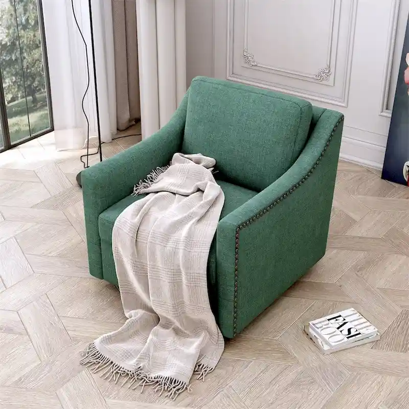 Swivel Linen Blend Modern Soft Velvet Material Ergonomics Accent Chair