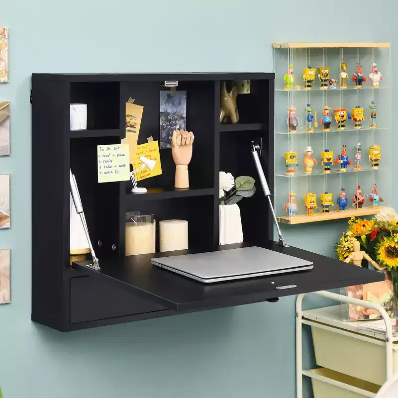 Costway Wall-Mount Floating Desk Foldable Space Saving Laptop Workstation