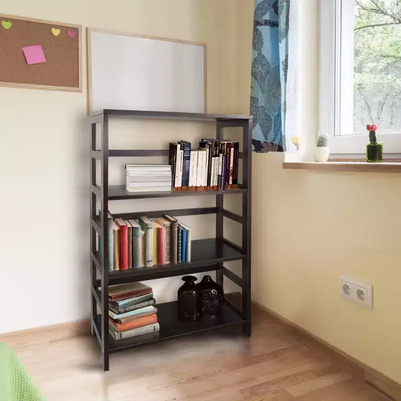42" 4 Shelf Bookcase Espresso - Flora Home: Solid Wood, Contemporary, Open Back