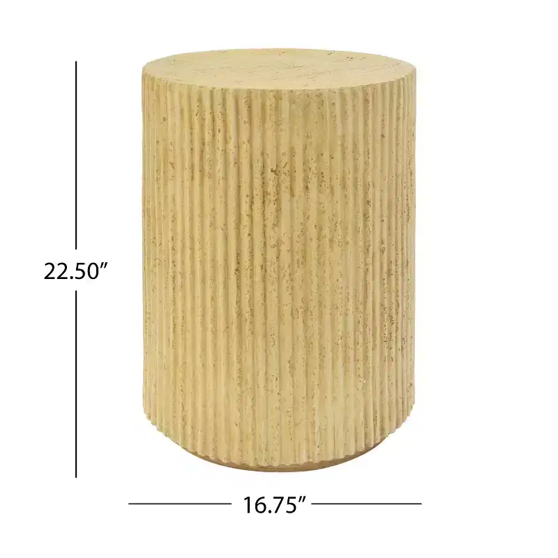 MGO Cylindrical Side Table, Wood-like texture, Antique brown Color