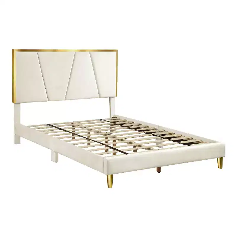 Full Kealoa Glam Fully Upholstered Bed Beige - HOMES: Inside + Out