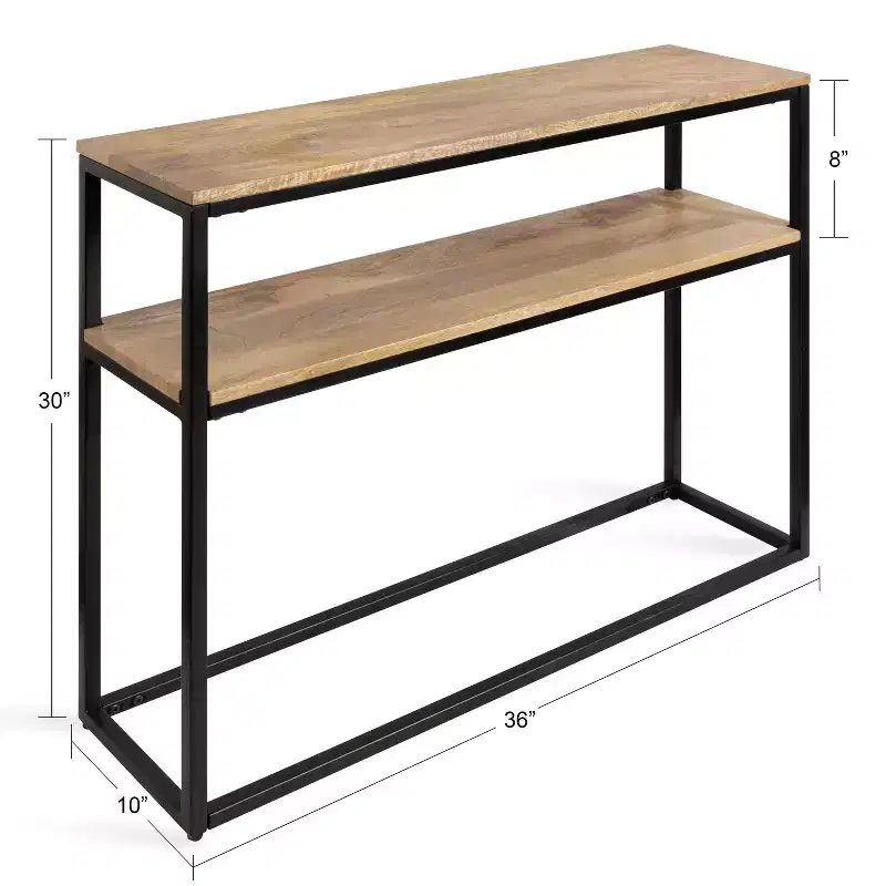 Kate and Laurel Quarles Rectangle Wood Console Table, 36x10x30, Natural and Black