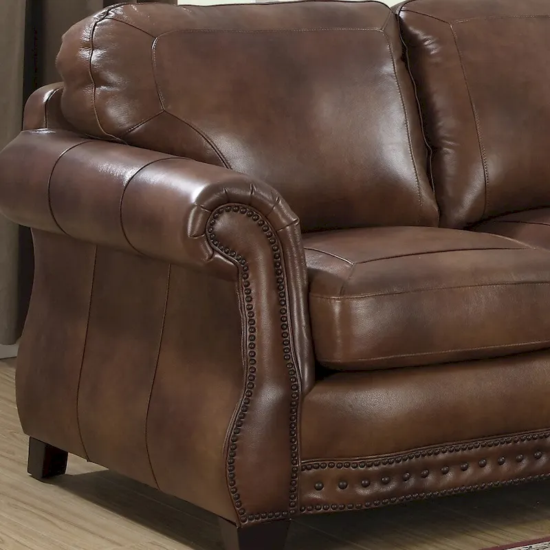 Cognac Brown Top Grain Leather 3-Seater Sofa