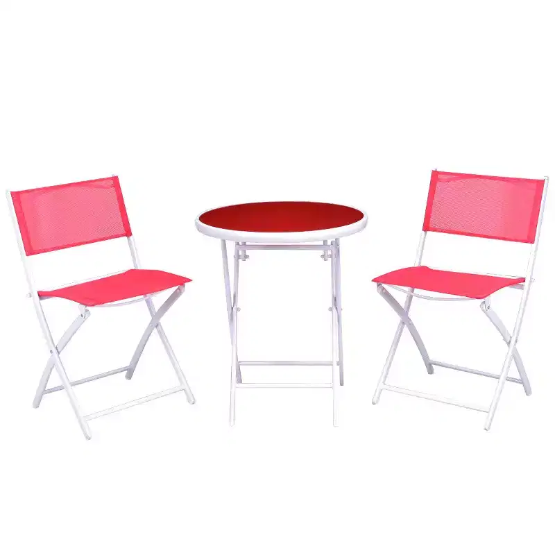 Costway 3 PCS Folding Bistro Table Chairs Set Garden Backyard Patio Furniture Red