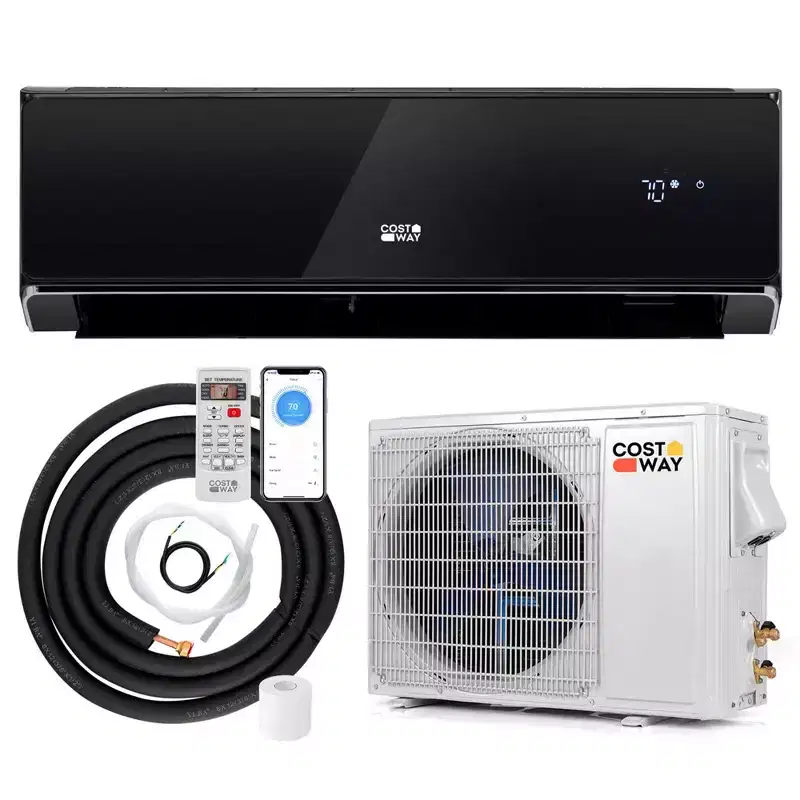 Costway 12000 BTU Wifi Enabled Mini Split Air Conditioner & Heater with Heat Pump Black/White