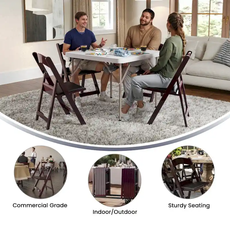 Lightweight Resin Folding Chairs with Vinyl Seats (Set of 4)