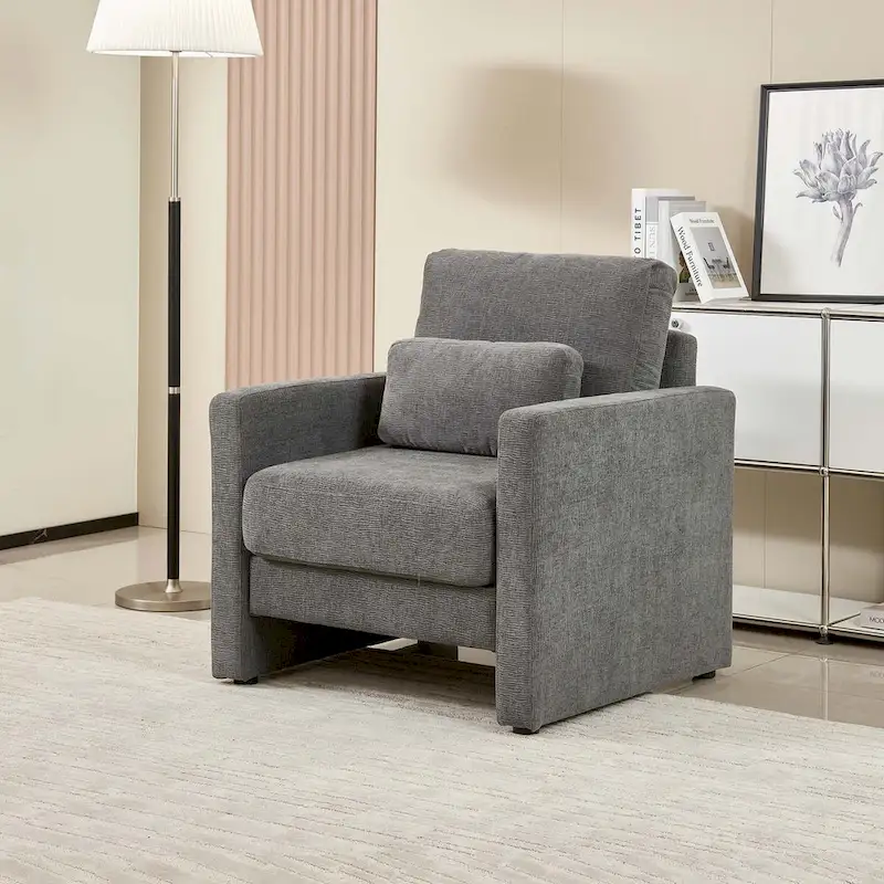 Chenille Upholstered Accent Chair with Armrests
