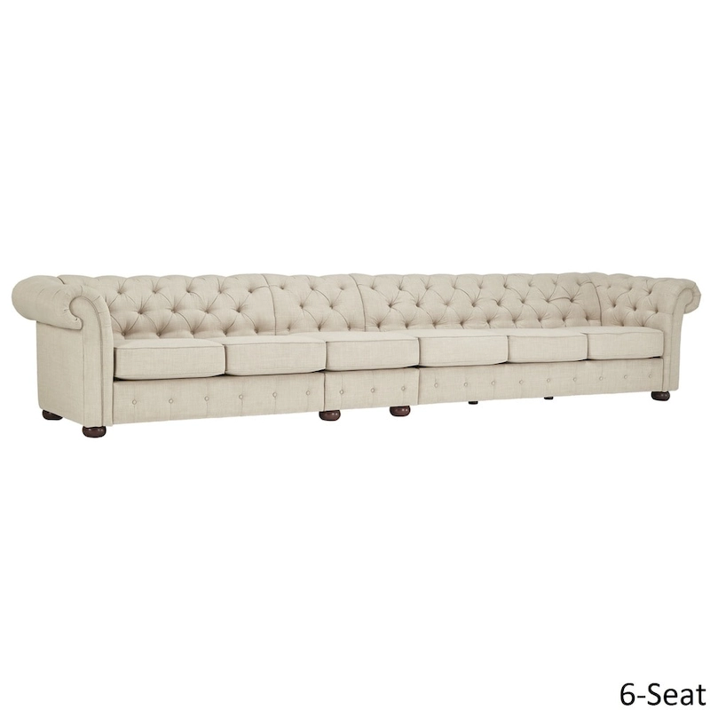 Knightsbridge Beige Linen Tufted Chesterfield Modular Sofa by iNSPIRE Q Artisan