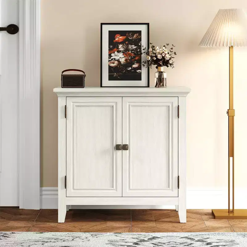 Kitchen Sideboard Cabinet with Doors, Adjustable Shelves, White
