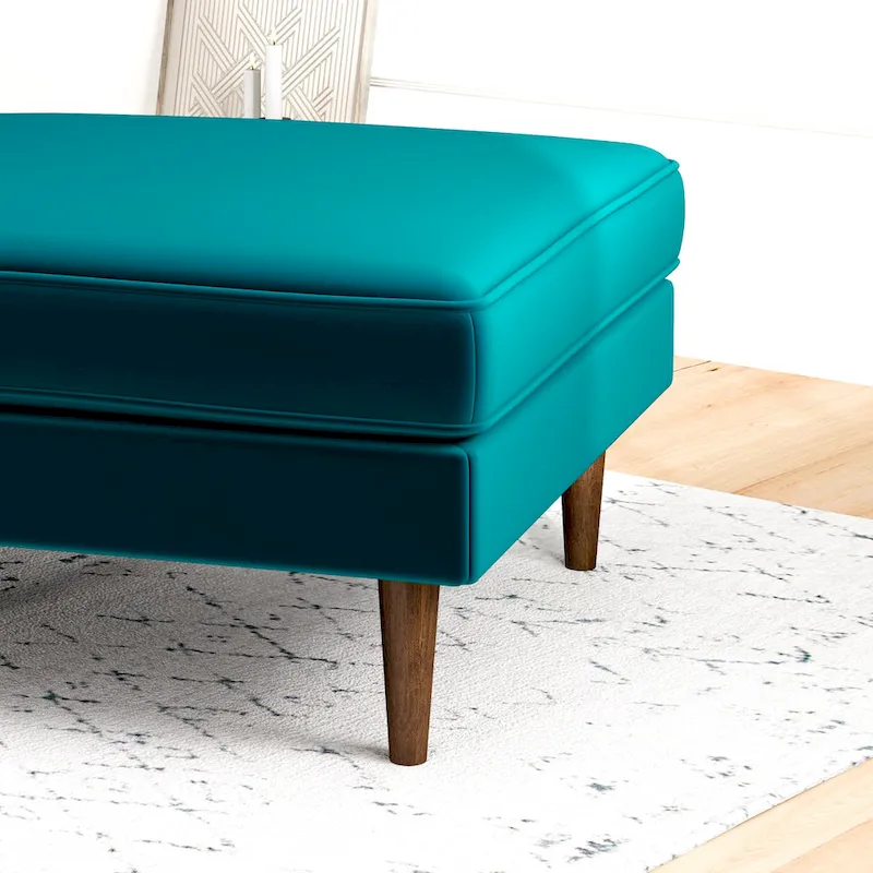 Flavia Mid-Century Modern Square Velvet Ottoman