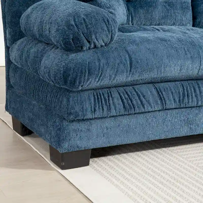 120.87 Chenille L-Shaped Sleeper Sectional Sofa with Ottoman