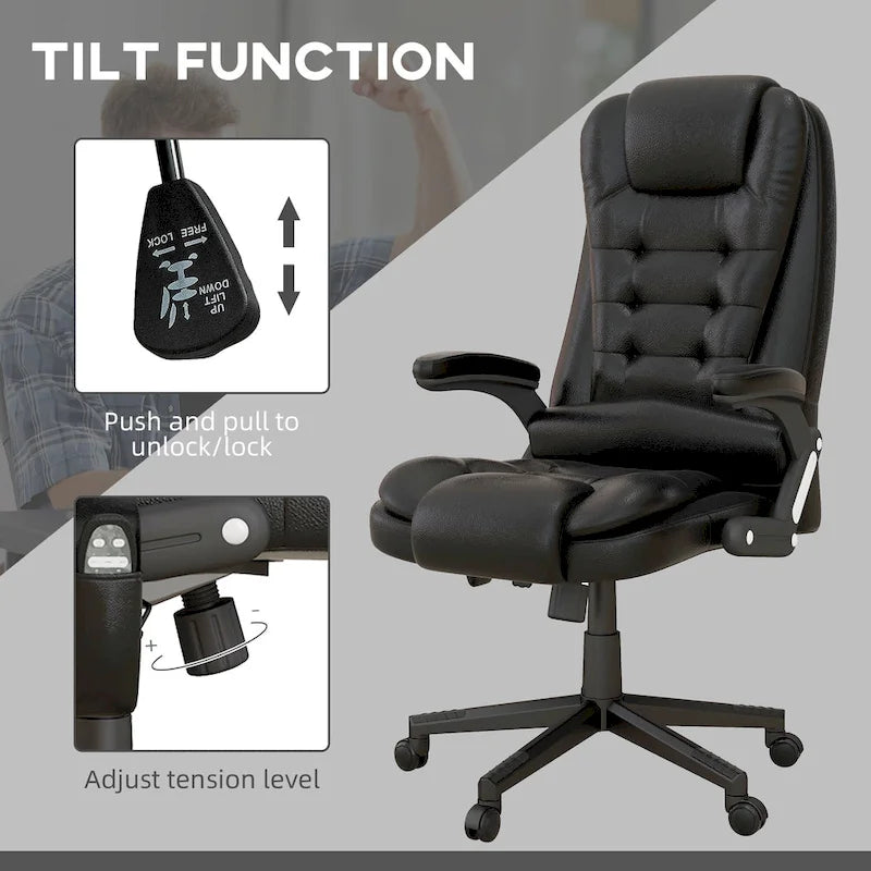 High Back Vibration Massage Office Chair with 6 Vibration Points, Beige