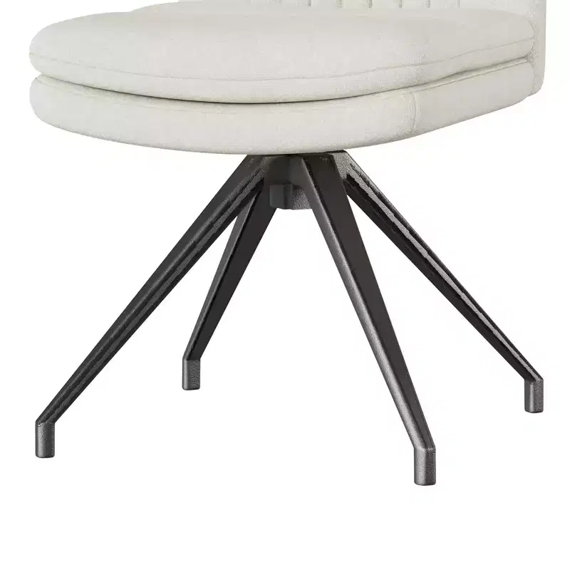 VECELO Upholstered Office Desk Chair Cross Legged Chair with Wide Padded Seat, Modern Computer Task Chair Gray/Beige