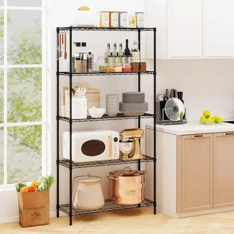 Costway 5-Tier Metal Storage Shelving Unit w/V-Shaped Wire Rack for Home Kitchen Garage