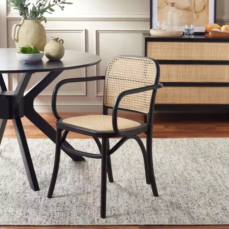Cane Dining Chair, Natural Woven Seat with Solid Wood Frame – DCH9503