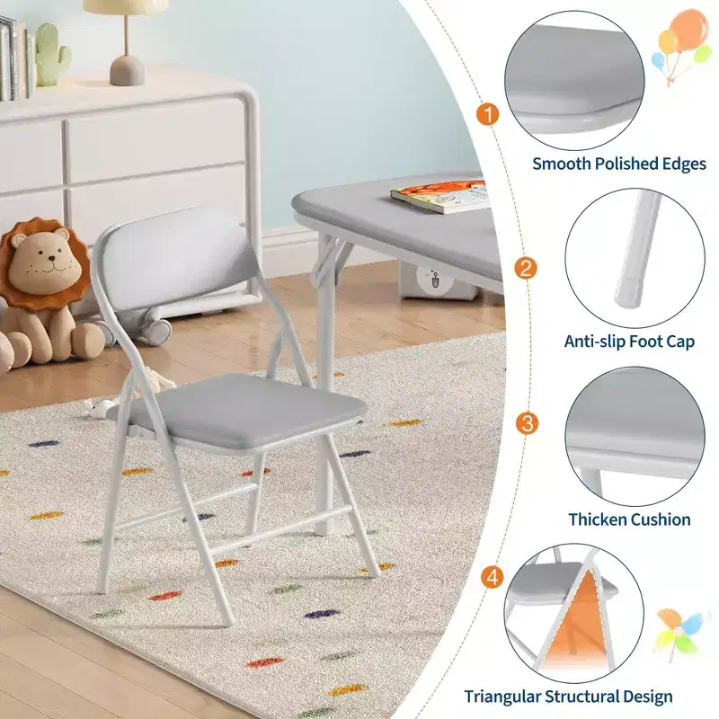 Soft Padded Kids Folding Table, Lightweight, Collapsible, No Assembly, for Playroom, Dining, (Only a Table)