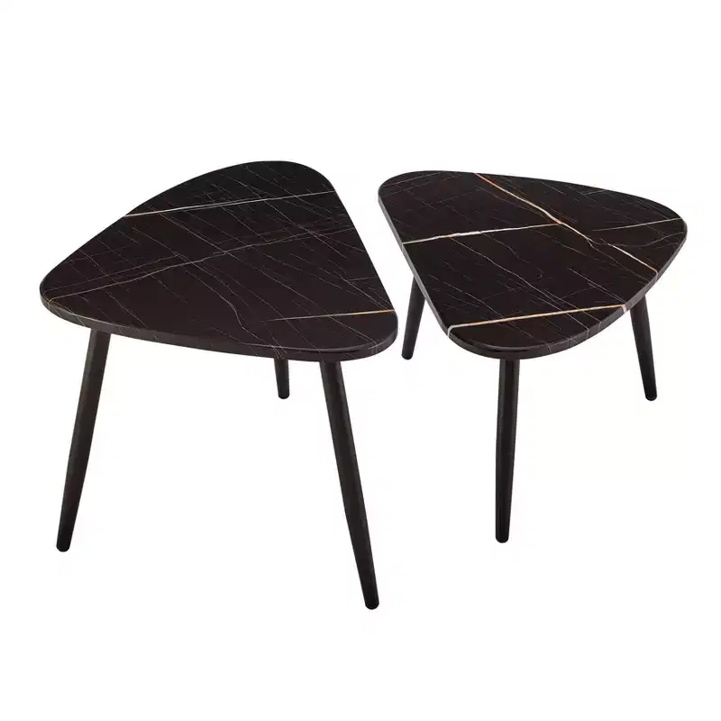 Danya B. 2pc 18.50x29.5 Aurora Asymmetrical Modern Oval Teardrop Semi-Nested Modular Coffee Table Set