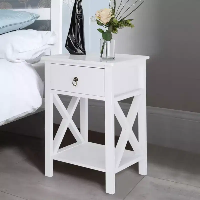 Bonnlo Nightstands Set of 2, Night Stand Set of 2 with Drawer, Small White Farmhouse Nightstand Bedroom