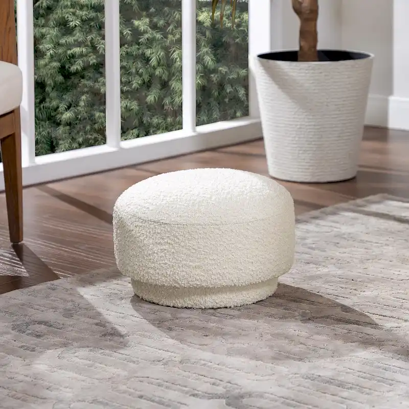 Fuji 15 Faux Sherpa Mushroom Footstool Ottoman