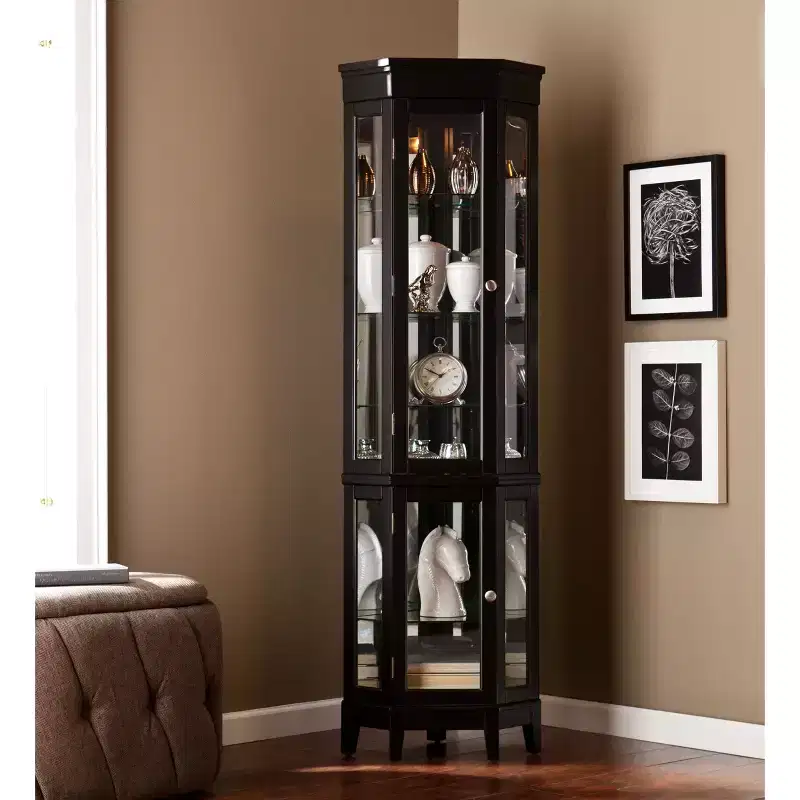 Essex Corner Curio Cabinet - Black - SEI