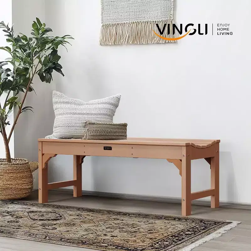 VINGLI Outdoor Bench, All-Weather Patio Bench, Poly Lumber Oversized Park Bench 800 lbs Weight Capacity for Garden Porch Balcony