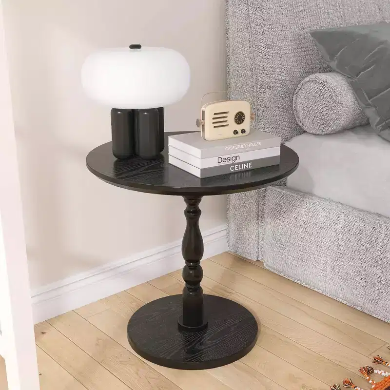 MAYEERTY 23 Black Accent Round Table, Round Side Table, Small Drink Table for Small Space Living Room