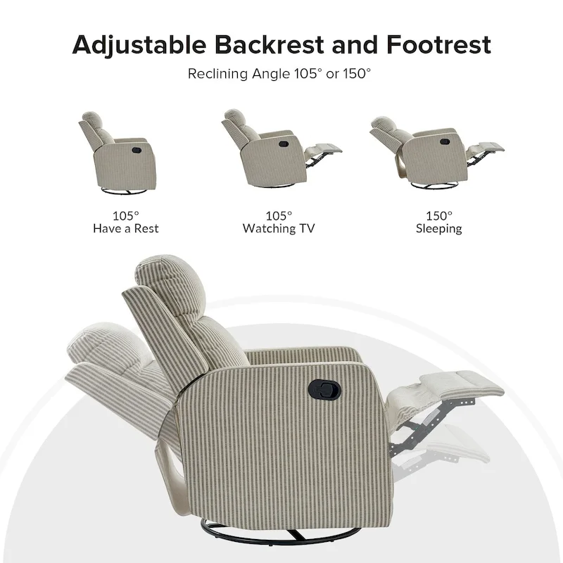 Diana Modern Polyester 360-degree Swivel Rocker Recliner by HULALA HOME