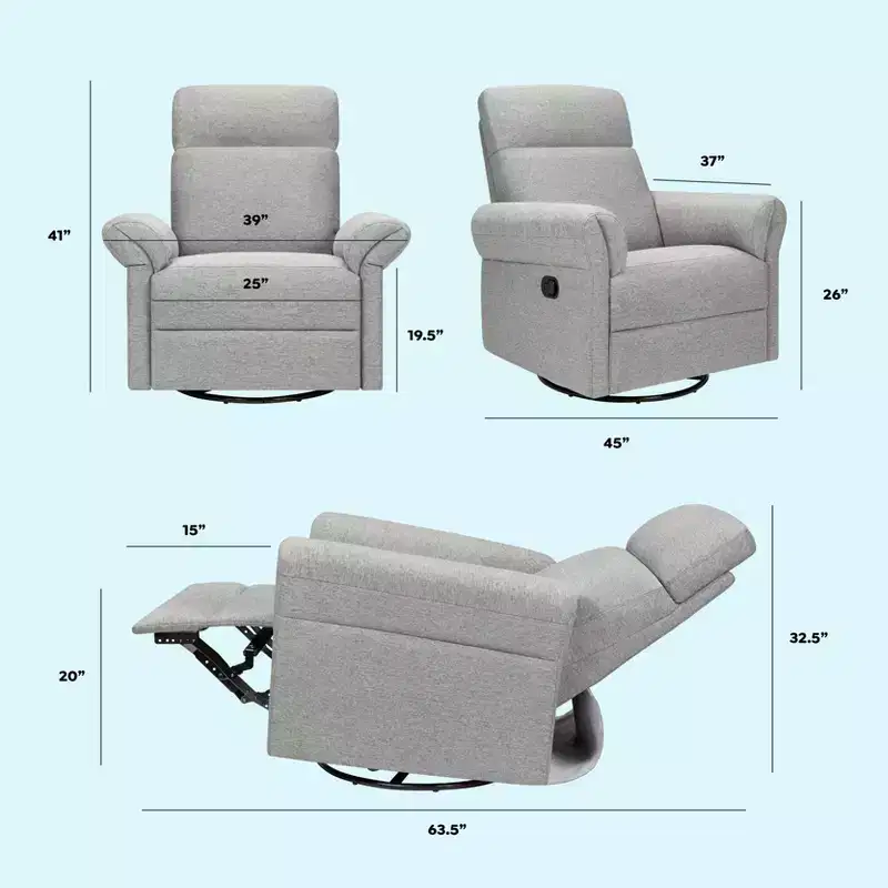 Recliner and Swivel Glider with Adjustable Headrest and Armrests