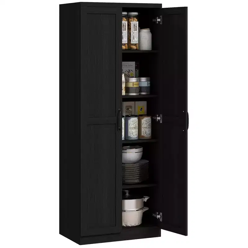 Kitchen Pantry, Freestanding 5-Tier Storage Cabinet with 2 Adjustable Shelves for Dining Room, Living Room