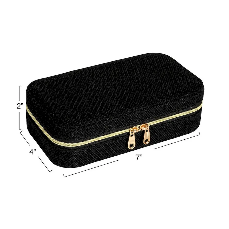Fabric Travel Jewelry Organizer Box - 7.1L x 3.9W x 2.0H
