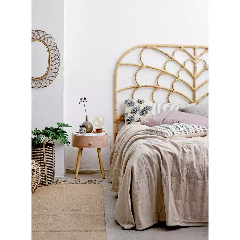 Queen Size Rattan Arched Headboard - Natural
