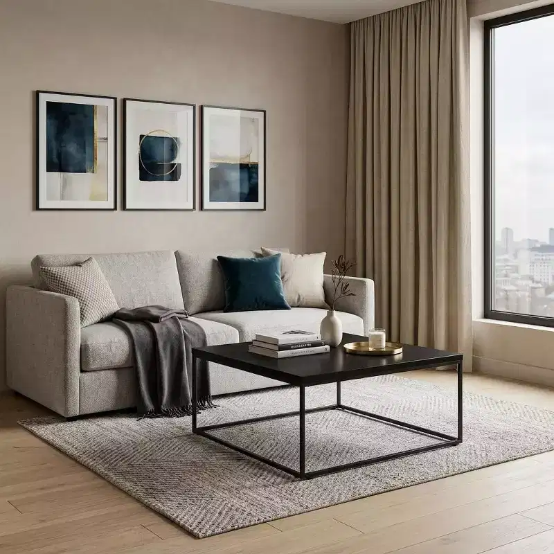 35 Black Wood And Metal Square Frame Coffee Table