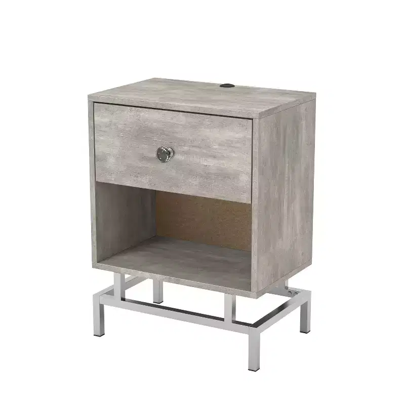 24/7 Shop At Home Brama Open Shelf End Table with USB Port