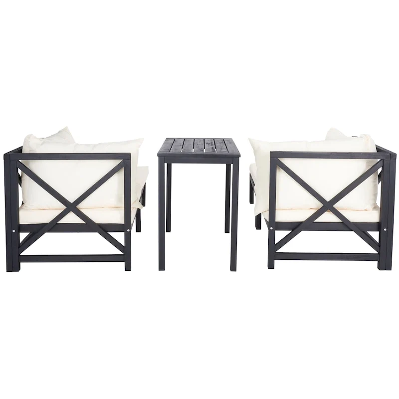 SAFAVIEH Outdoor Living Ronson 5 Pc Sectional Set - Dark Slate Grey/Beige - 27W x 27D x 27H