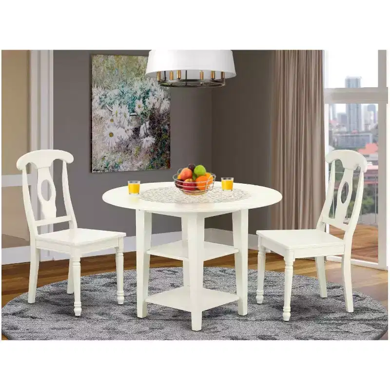 Southwestern Round Dining Set 3Pc Table w/ 2 Chairs - 20/42 Inch Extendable Table