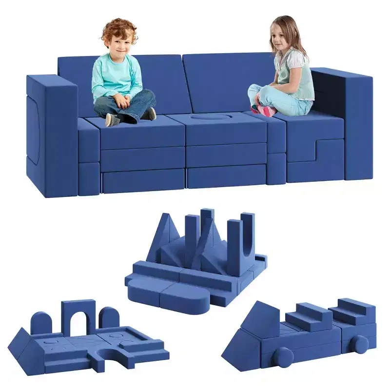 Garvee 22-Piece Modular Kids Sofa, Convertible Foam Couch for Bedroom & Playroom, 2-Seat SofaCreative, Comfy, and Customizable