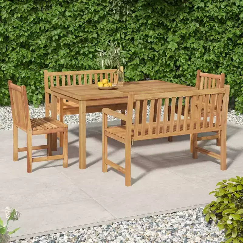 vidaXL Garden Dining Set Natural Teak Solid Teak Wood Medium