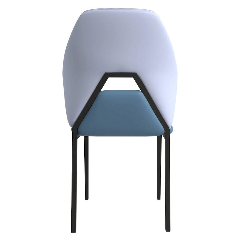 Leather Dining Chair in Black Iron Modern Upholstered Accent Kitchen Side Chair