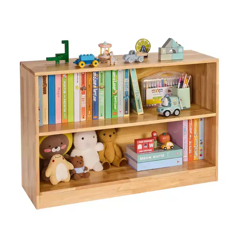 VEVOR Montessori Bookshelf,35.4in Width Toy Storage Organizer, 2-Tier Kids Display Storage Cabinet,Daycare Furniture,Kids Bookshelf for Nursery,Brown
