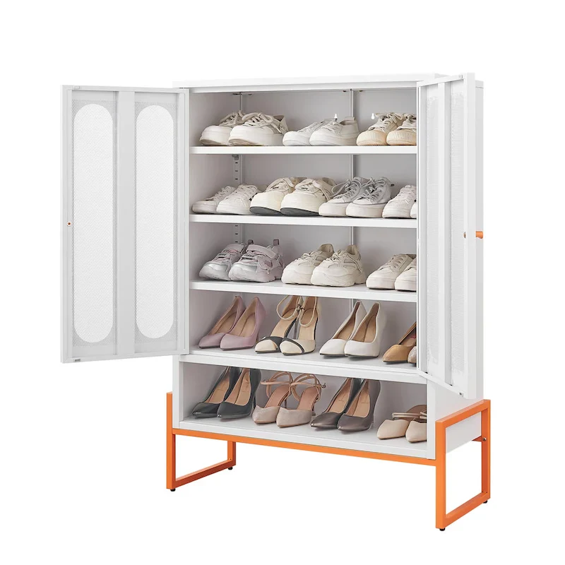 5.9H Foot Double-Sided Door Shoe Cabinet With Movable Double-Layer Partitions And Hollow Base Moisture-Proof And Seismic Design