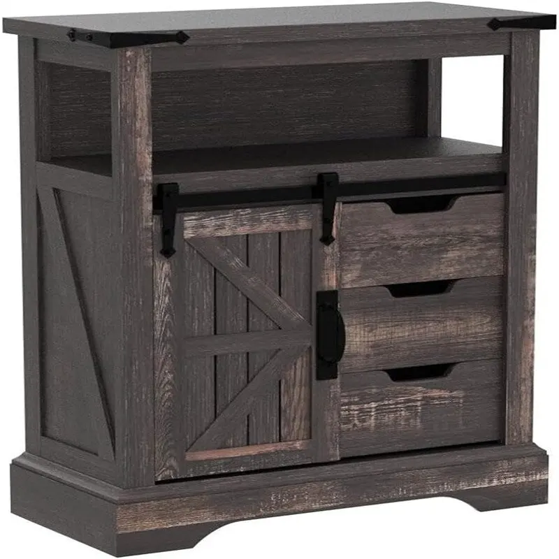 Bathroom Floor Storage Cabinet with Sliding Barn Door