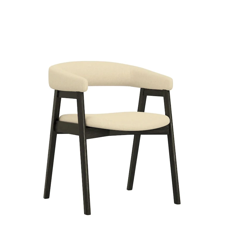 Curved Back Upholstered Dining Chairs, Set of 2