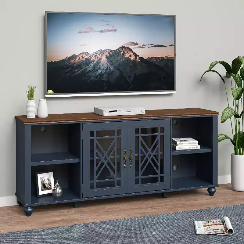 Vintage Style 70" TV Stand for TVs up to 80" Navy